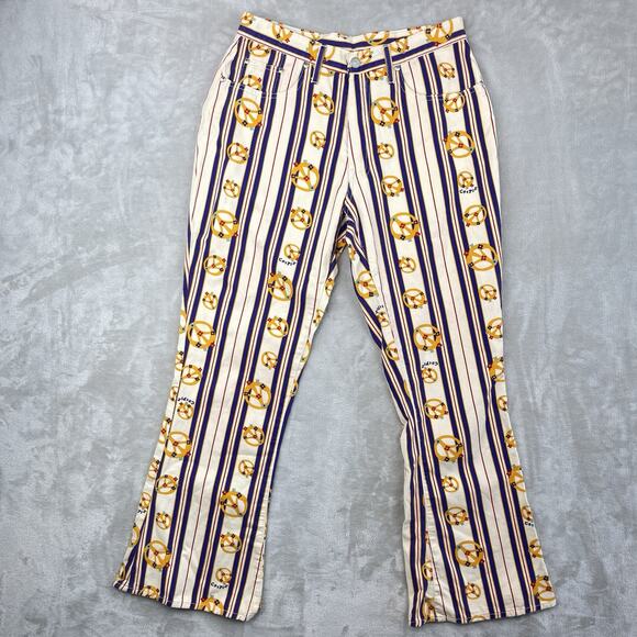 Chipie Rare 90s French Men's Size 30" Flared Denim Peace Sign Jeans Hippie - Picture 1 of 16